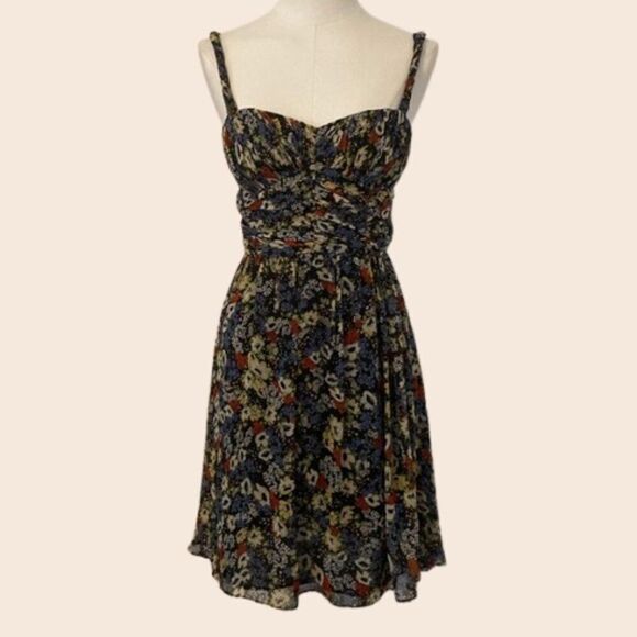 Suzi Chin for Maggy Boutique Black Floral Mini Dress Size 4 - Picture 1 of 14